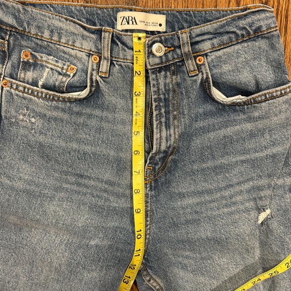Zara distressed straight leg frayed hem jeans size 4 - Picture 10 of 12